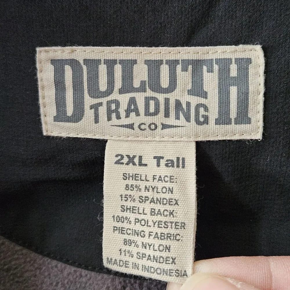 Duluth Trading Jacket Men 2XL Tall Grey Hills Windfront Hooded Fleece Lined Gorp